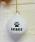 A Paw Print Personalised Ceramic Round Bauble